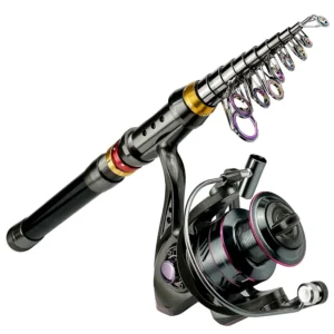 Carbon Fiber Fishing Rod & Reel Combo Super Hard Telescopic Fishing Pole Spinning Reel Kit Max Resistance 3-8kg Pesca